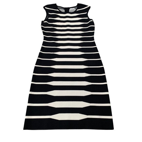 Calvin Klein Dresses & Skirts - Calvin Klein Dress Womens Medium Black White Striped Bodycon Sleeveless Stretch